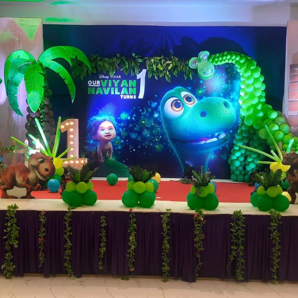 boys theme good dinosaur theme birthday party decoration by creative event organizers the best birthday event planner in chennai