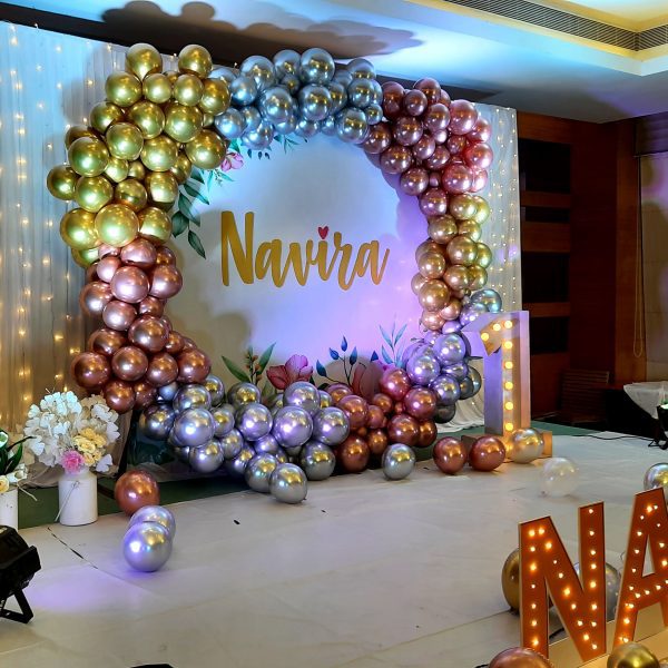 first birthday decorations chrome balloons birthday party decoration by creative event organizers the best birthday event planner in chennai